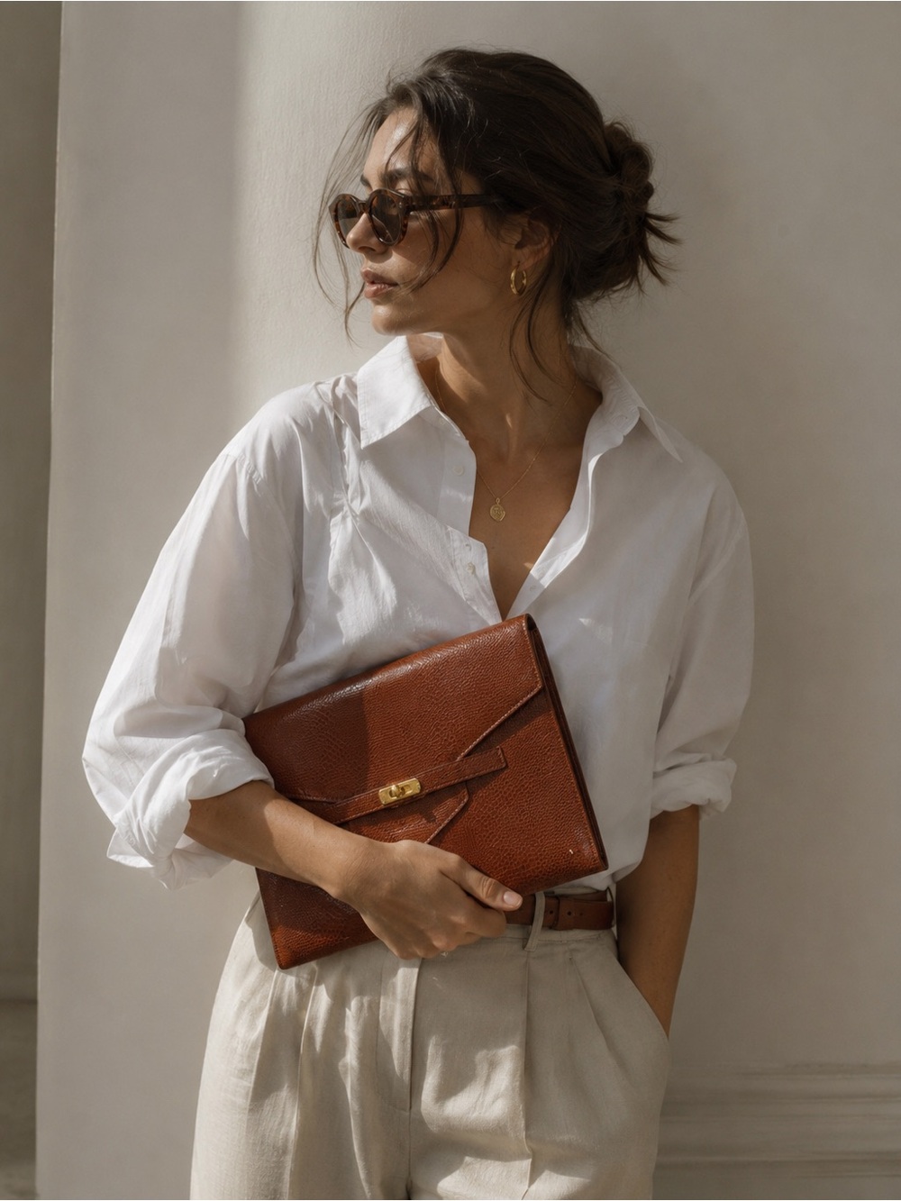 Authentic Chloé Paris Vintage Cognac Lizard Envelope Clutch | 1970s–1980s